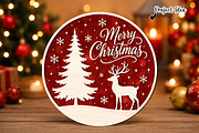 Merry Christmas Deer Round Sign SVG, an Object Graphic by OK Design (Thumbnail 1 of 3)