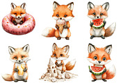 Cute Summer Baby Fox Clipart, a Seasonal Illustration by Designworld (Thumbnail 3 of 5)