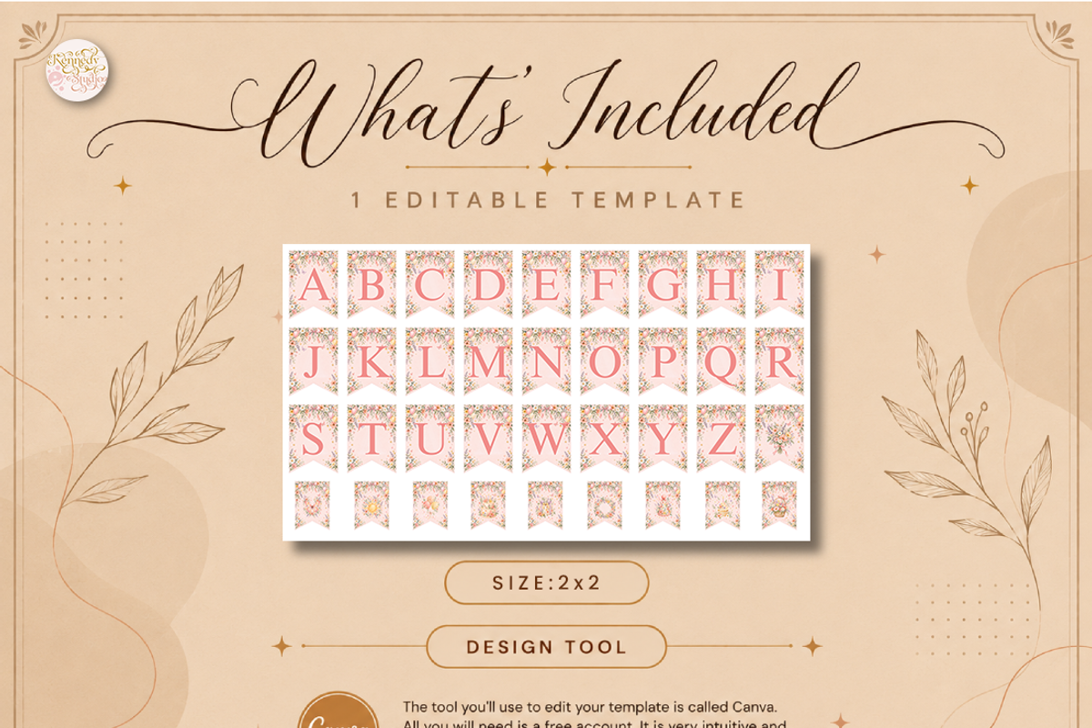 First Birthday Banner Canva Template, a Marketing Template by KennedyStudio (Photo 10 of 10)