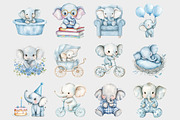 Watercolor Cute Baby Elephant Clipar, a Seasonal Illustration by Design Market (Thumbnail 2 of 5)