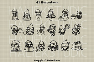 Gnomes Procreate Stamp Brush Set