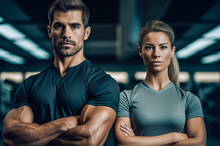 Personal trainers Woman and man look, a Sports & Recreation Photo by angellodeco