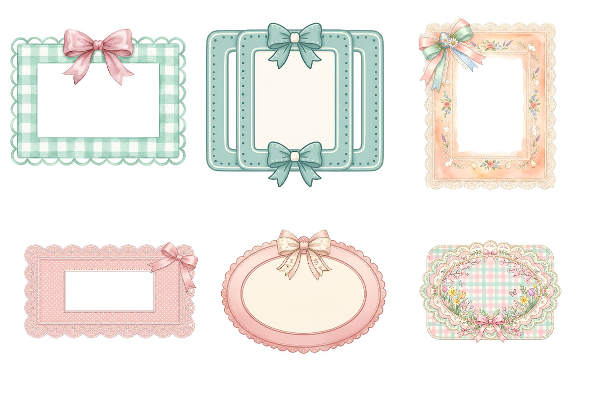 Coquette Easter Day Bow Frame Clipar, an Illustration by GatewayDesign (Photo 2 of 3)