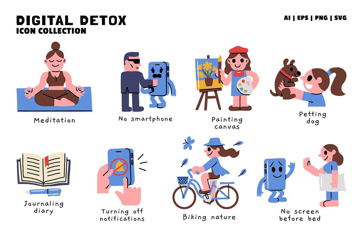 Digital Detox Icon Collection, a Technology Illustration by monkik (Photo 2 of 3)