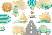Transportation & Travel Clipart Set, a Transportation Illustration by The Dutch Lady Designs (Thumbnail 1 of 5)