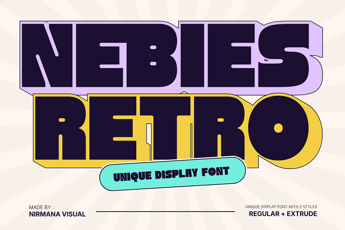 Nebies Retro - Bold Extrude Font, a Sans Serif Font by Nirmana Visual (Photo 1 of 16)