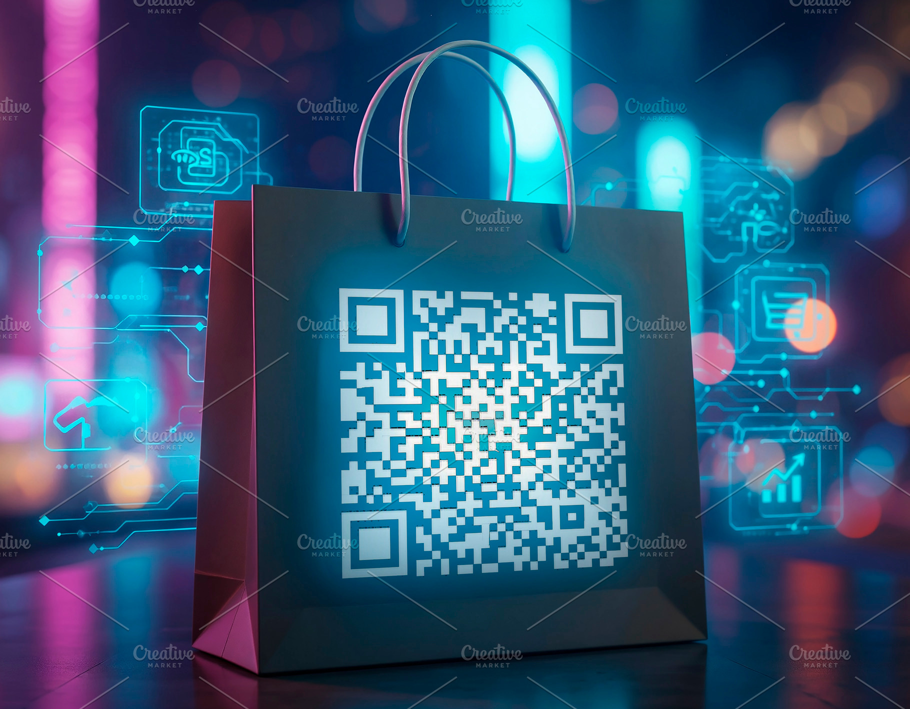 Shopping bag with QR, a Technology Photo by DanFLCreativo