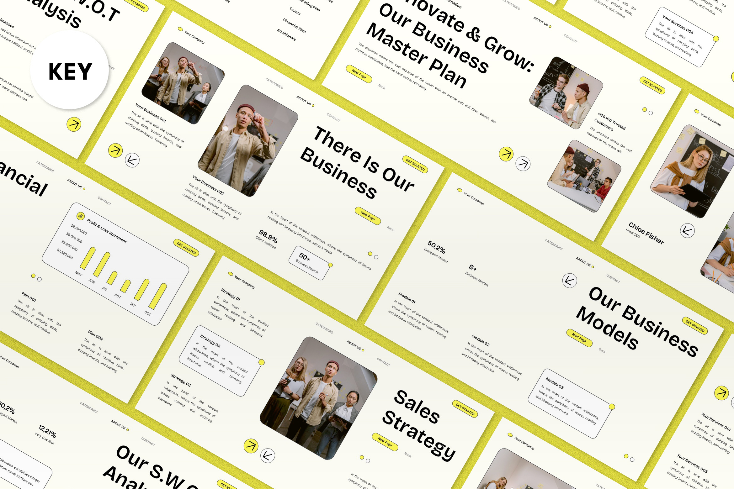 Yellow Modern Business Plan Keynote, a Presentation Template by graphicook