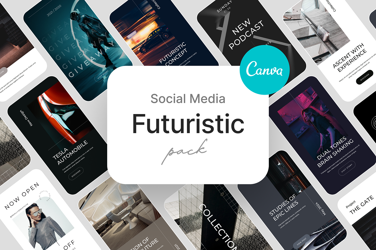 Futuristic Canva Social Media Pack, a Social Media Template by Goashape Studio (Photo 1 of 9)