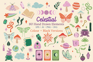 Celestial Magic Hand Drawn Clipart