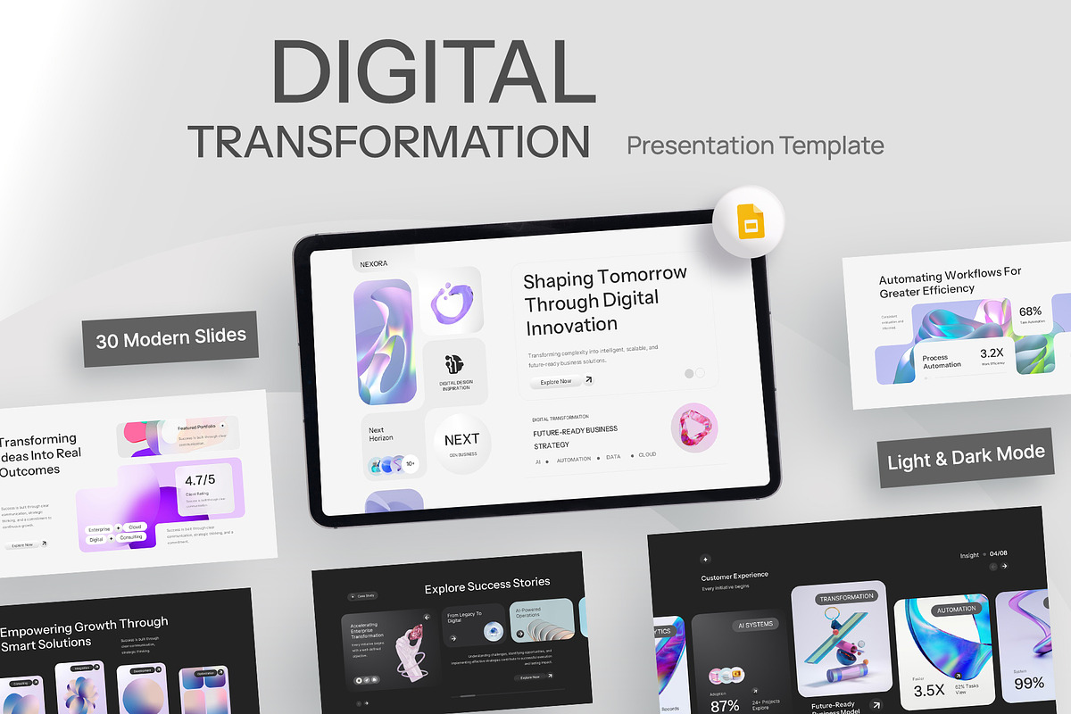 Digital Transformation Google Slides, a Presentation Template by New Coral Design (Photo 1 of 6)