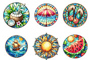 Summer Stained Glass Clipart, an Illustration by SinaCreation (Thumbnail 3 of 5)