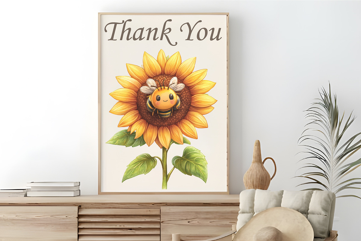 Cute Bee and Sunflower Clipart, an Illustration by RobertsArt (Photo 3 of 6)