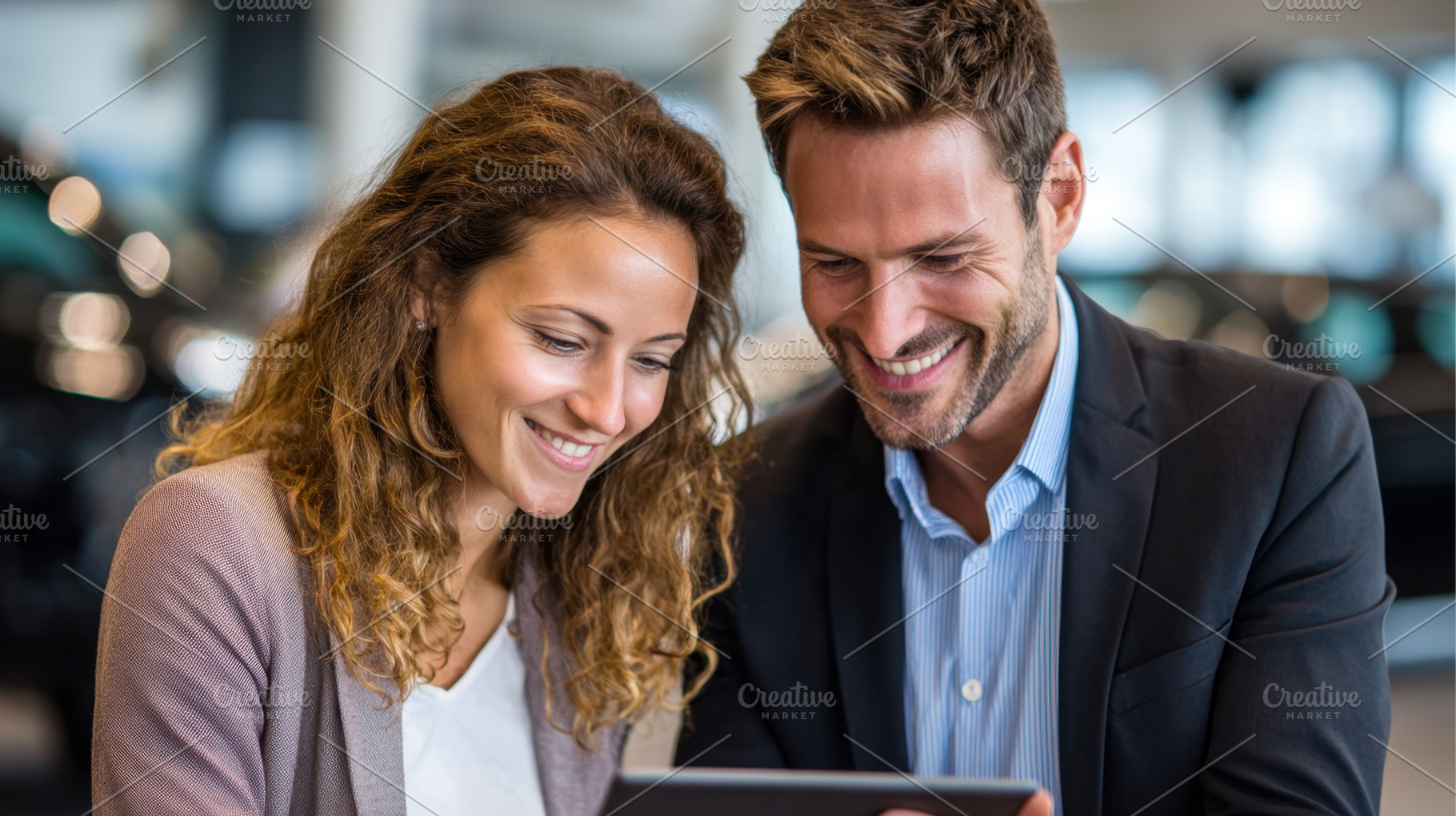 Couple shares tablet in store, a Photo by Beautiful things