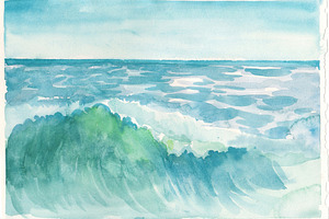 Watercolor Sea Waves Illustration