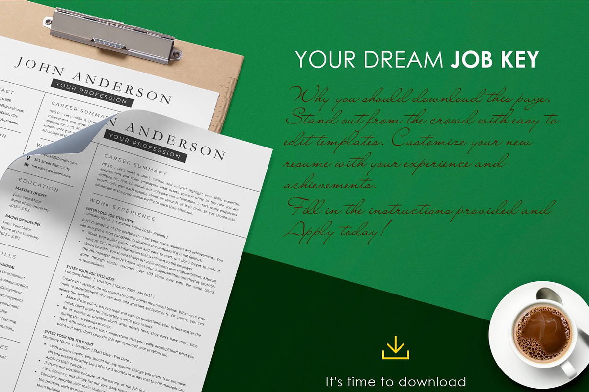 Resume Template Modern CV Design, a Resume Template by resumetemplathttps://d3es (Photo 8 of 9)