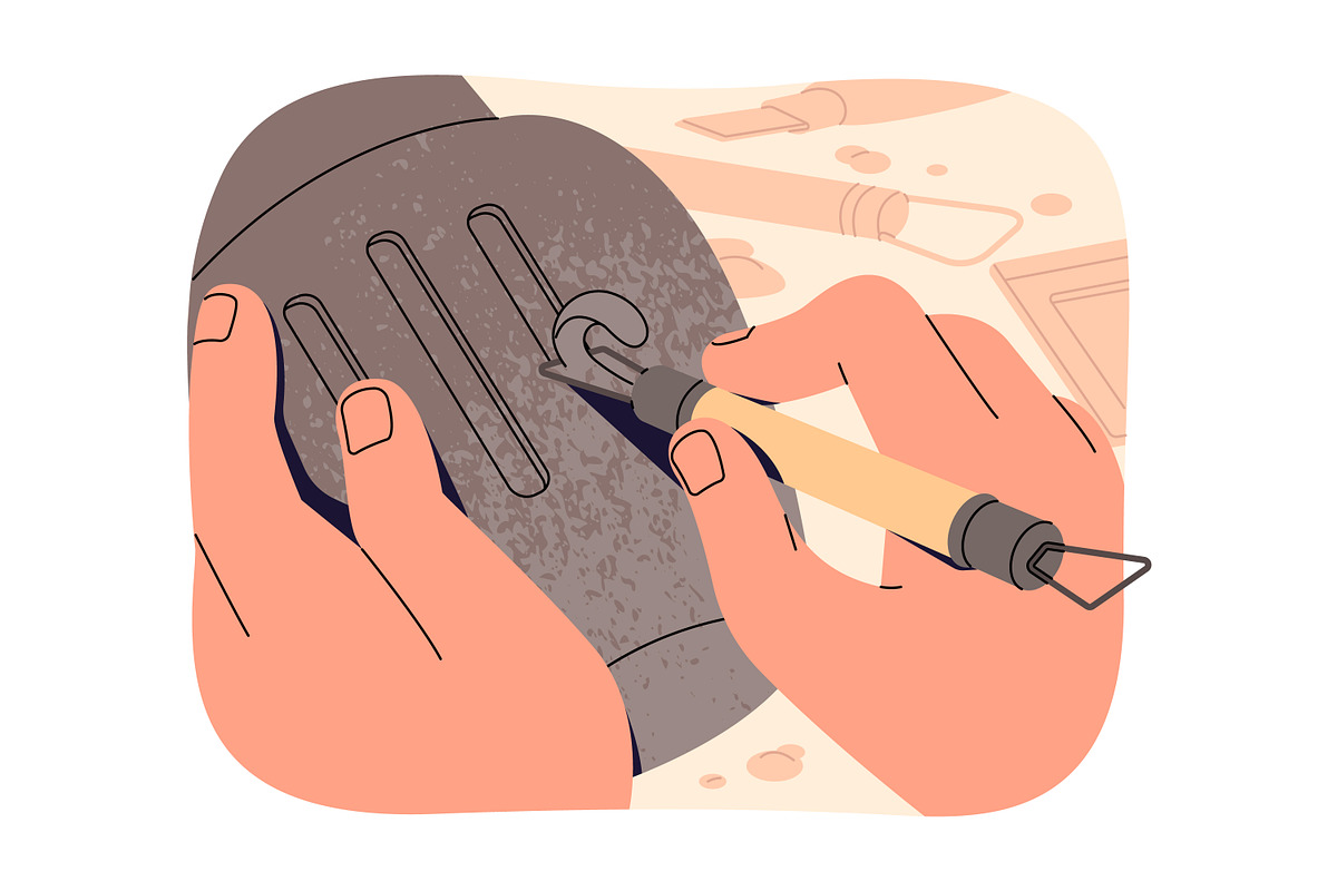 People do ceramics. Pottery workshop, a Person Illustration by PaperTrident (Photo 7 of 11)