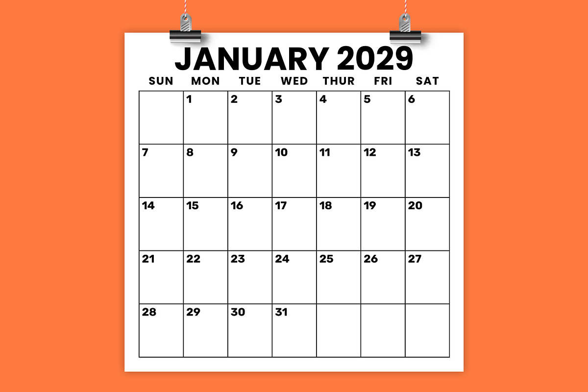 2029 Square 12x12 Large No. Calendar, a Stationery Template by Running With Foxes (Photo 1 of 5)