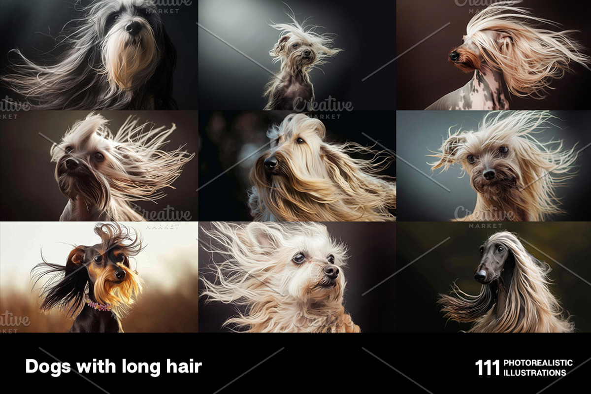 Dogs with long hair. 111 images, an Animal Photo by Handmadefont (Photo 9 of 15)