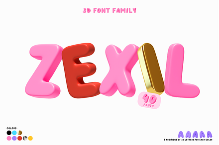 ZEXIL. 3D OTF SVG Font Family., a Symbol Font by Luxfont