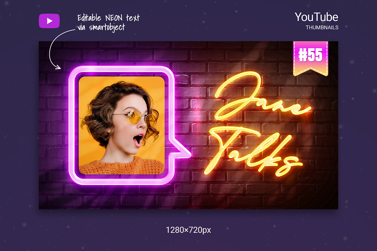 Neon Podcast YouTube Thumbnails, a Social Media Template by Andrew Skoch Design (Photo 4 of 7)