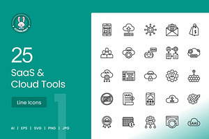 25 SaaS & Cloud Tools Icons, an Icon by IconBunny