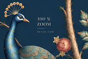 Navy Blue Chinoiserie Wall Mural, a Wallpaper Graphic by by creative paper (Thumbnail 3 of 20)