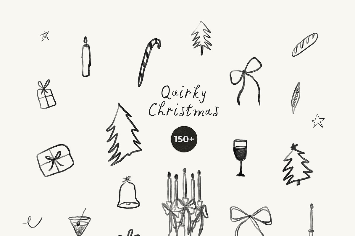 Quirky Christmas Line Drawings, an Object Graphic by Lana Elanor (Photo 5 of 12)