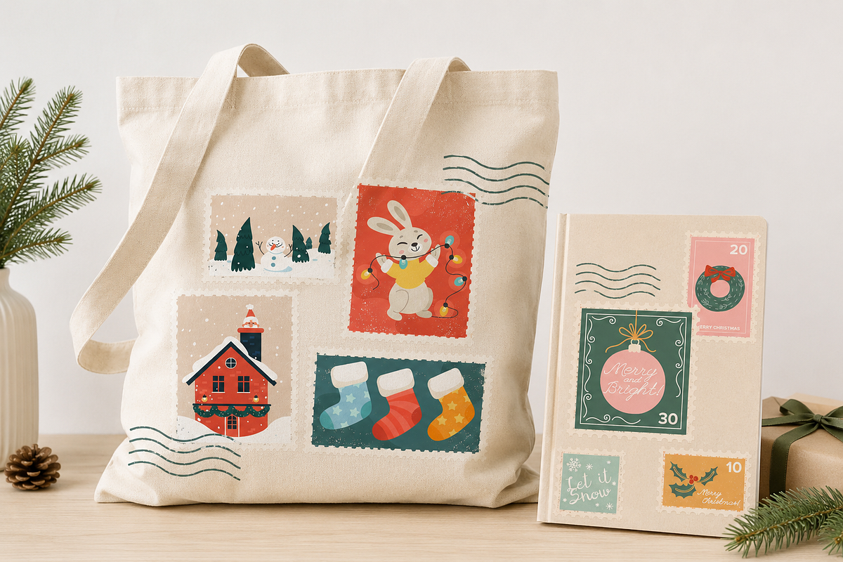 Christmas Stamps Illustrations, a Seasonal Illustration by Anna Studio (Photo 8 of 12)