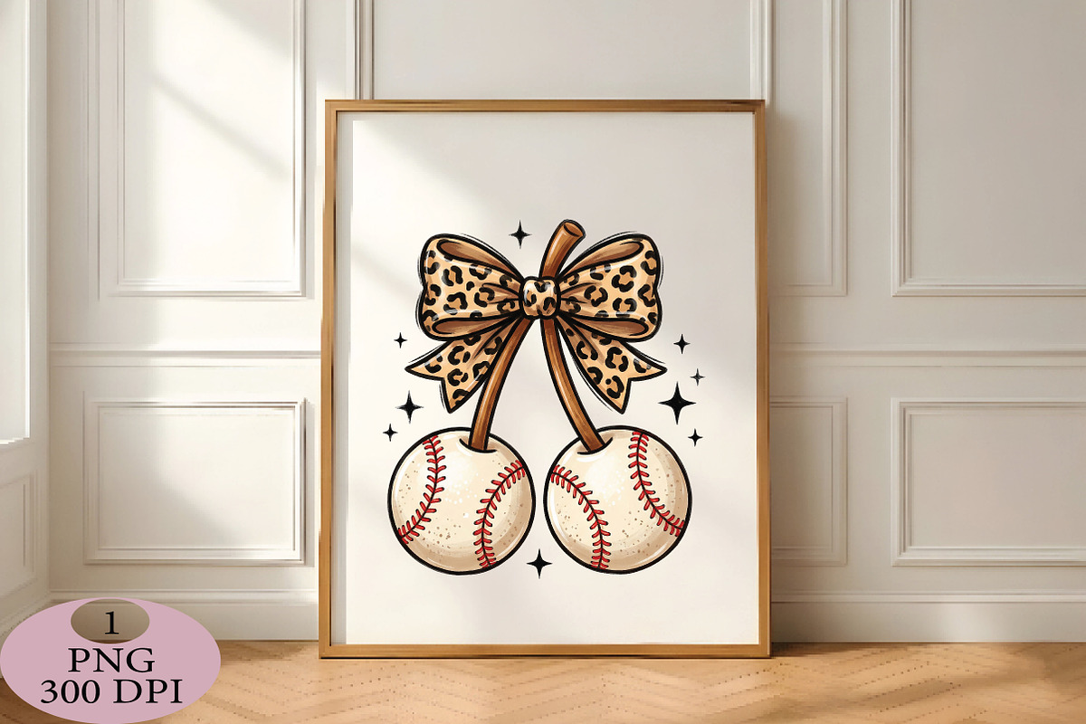 Baseball Cherries Coquette Bow Png, an Illustration by Daily.Designs (Photo 5 of 5)