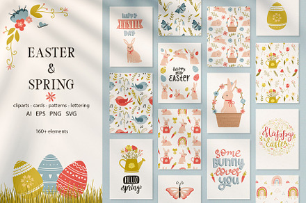 Easter & Spring. Cards and patterns