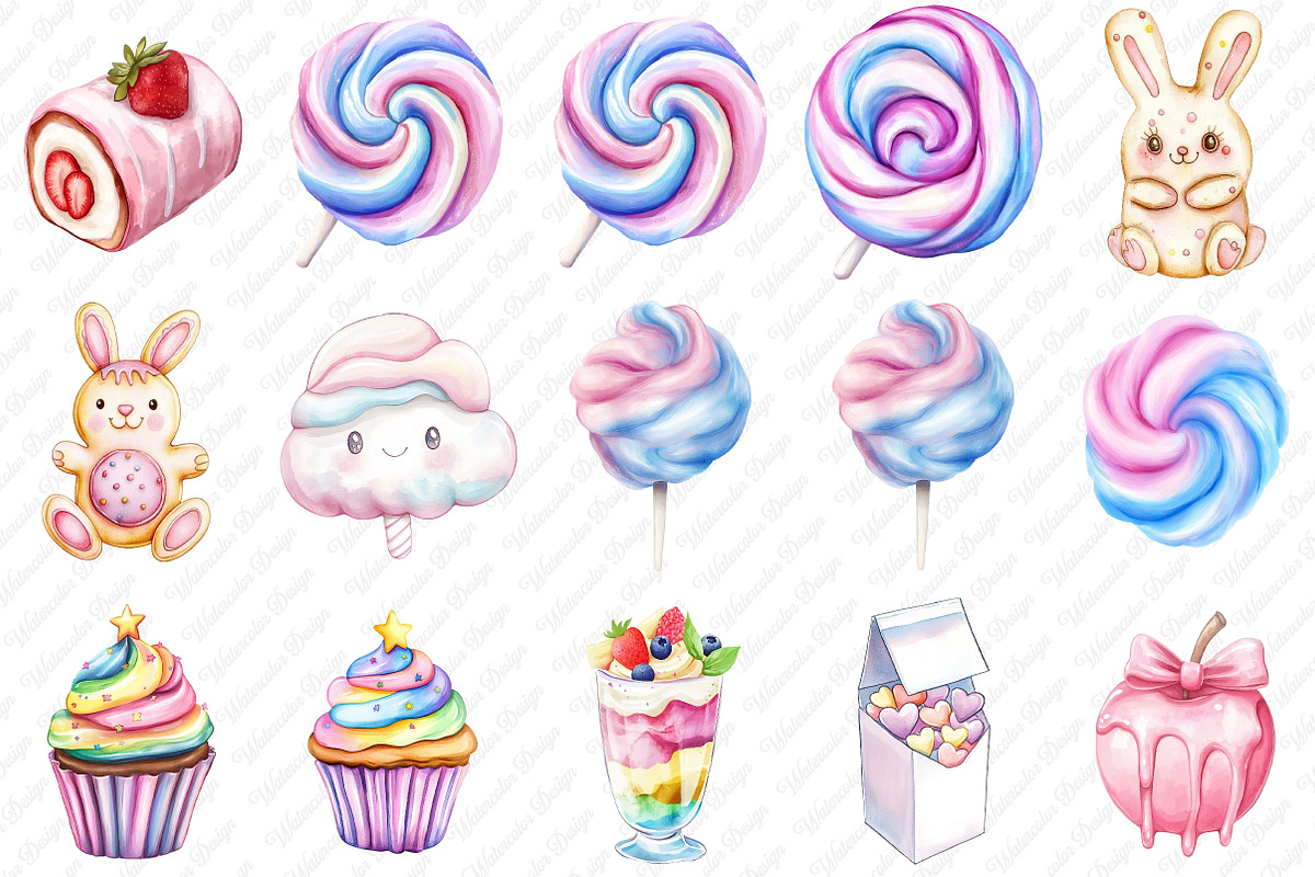 Watercolor Pastel Sweets Clipart, an Illustration by Watercolor design (Photo 2 of 12)