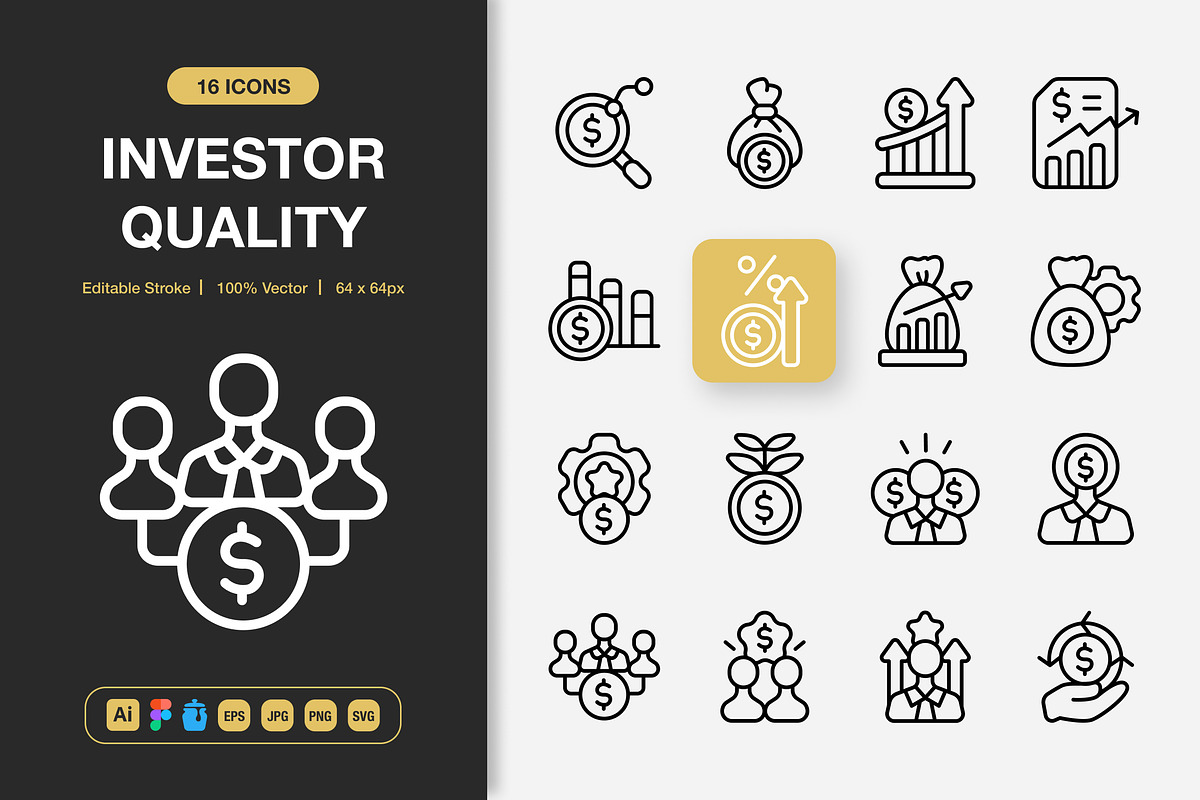 Investor Quality Icons, an Outline Icon by Spacepixel Creative
