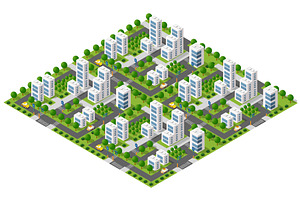 Isometric city lifestyle, an Illustration by AlexZeL