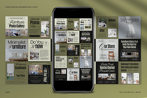 Brown White Furniture Instagram Pack, a Social Media Template by graphicook