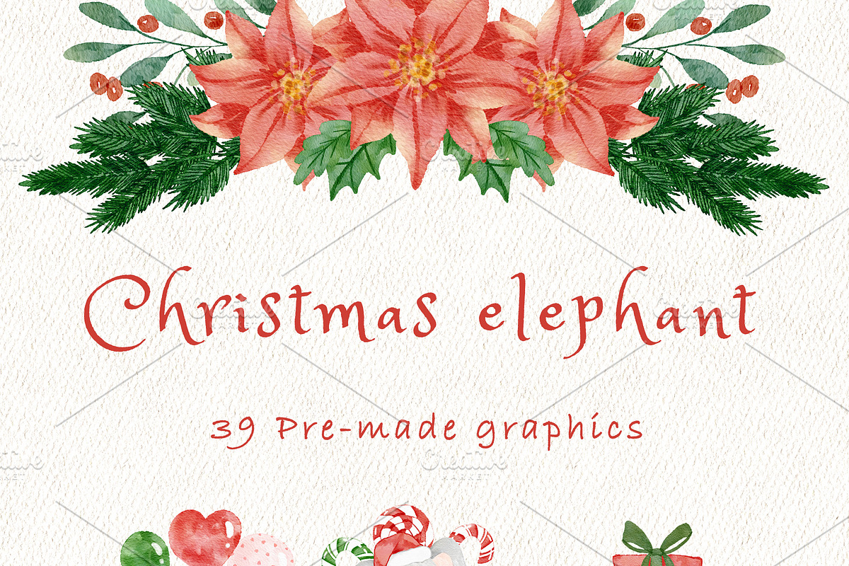 Christmas baby elephant, an Animal Illustration by heyiamalice (Photo 4 of 12)