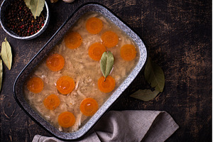 Aspic with chicken meat and carrot, a Food & Drink Photo by Yulia Furman
