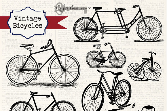 Vintage Bicycles Clipart preview 3