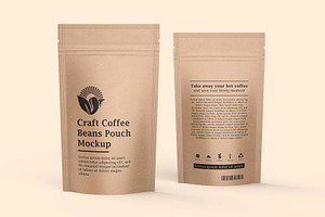 Craft Paper Coffee Pouch Bag Mockup