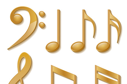 Set of Golden Musical Notes