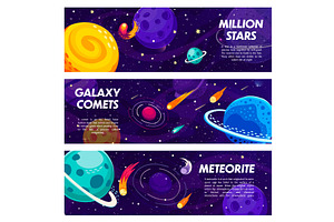 Galaxy space banners with stars, an Object Illustration by Vector Tradition