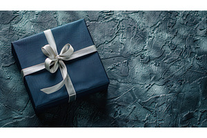 Elegant navy gift box with silver, a Holiday Photo by piter.goskov