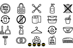 Eco Friendly House Care Icons, an Illustration by designvectx