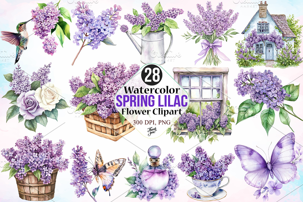 Watercolor Spring Lilac Flower PNG, a Seasonal Illustration by Canvas Craft (Photo 1 of 3)