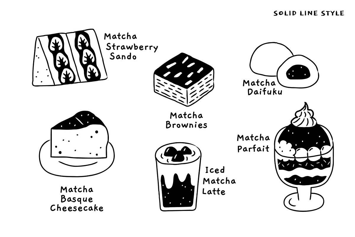 Matcha Lover: 20 Hand-drawn Cliparts, an Illustration by monkik (Photo 7 of 7)