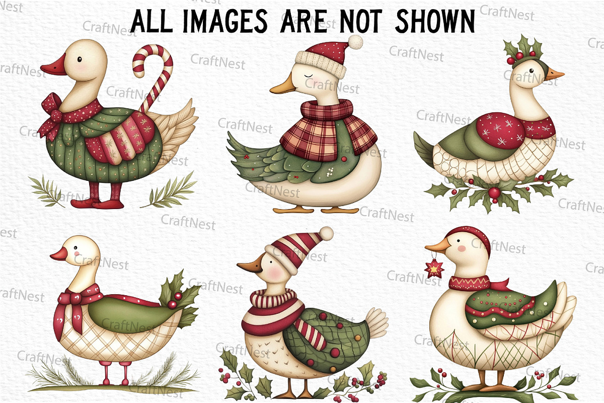 Christmas Goose Clipart, an Illustration by Craft Nest (Photo 3 of 6)
