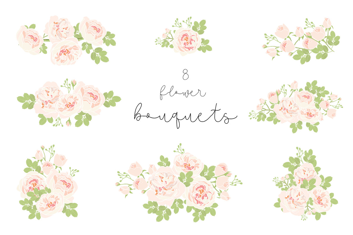 FONT SET&Rose Garden vector element, an Illustration by MooBeer (Photo 3 of 6)