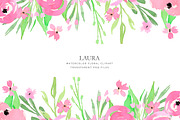 Pink watercolor flowers hand drawn, an Illustration by AS Studio (Thumbnail 1 of 4)
