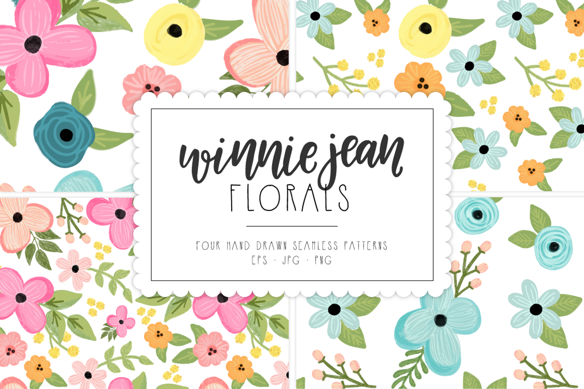 WinnieJean Florals Seamless Patterns, a Pattern Graphic by WinnieJean (Photo 1 of 5)