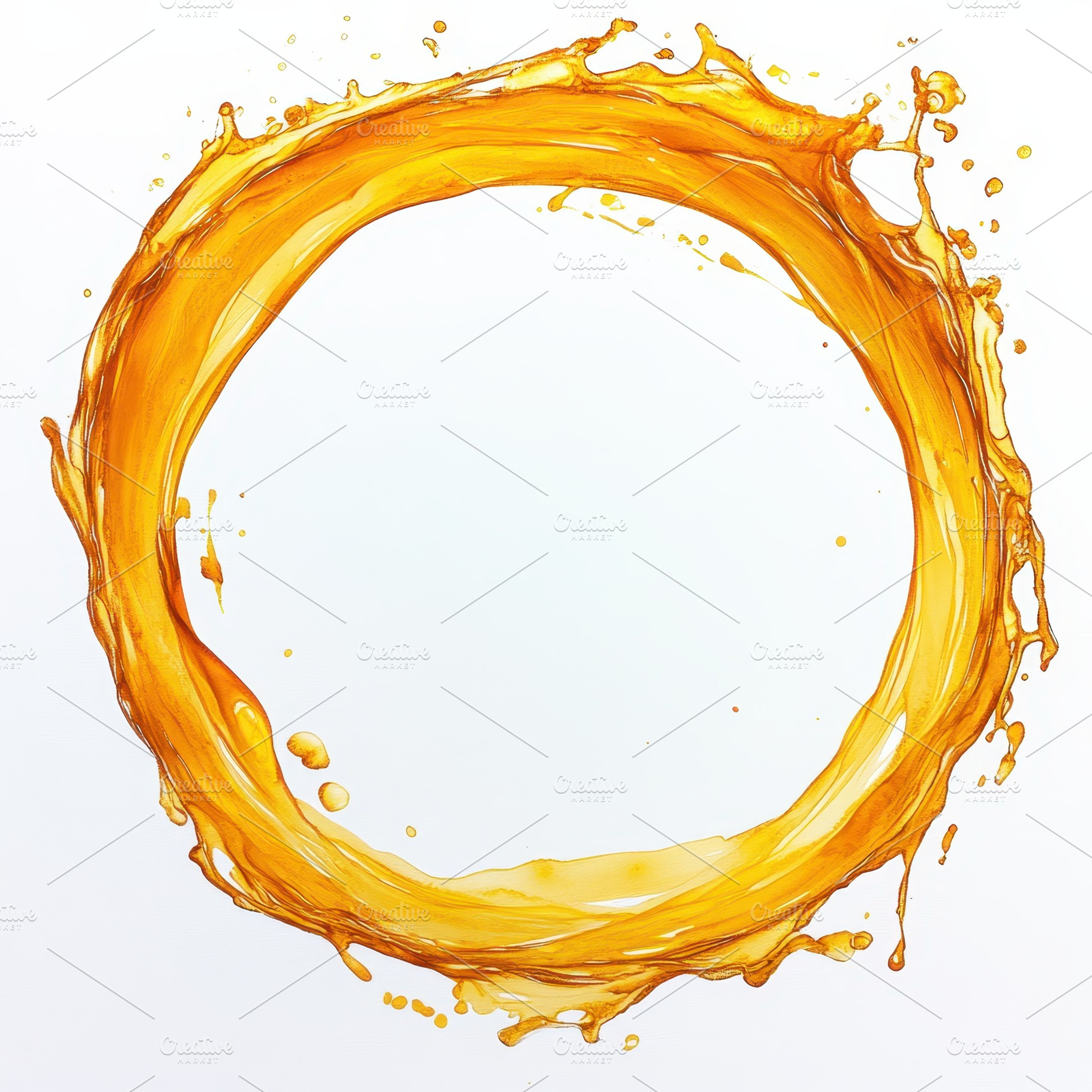 Golden liquid splash forming a circl, an Abstract Photo by Pixeness Studio